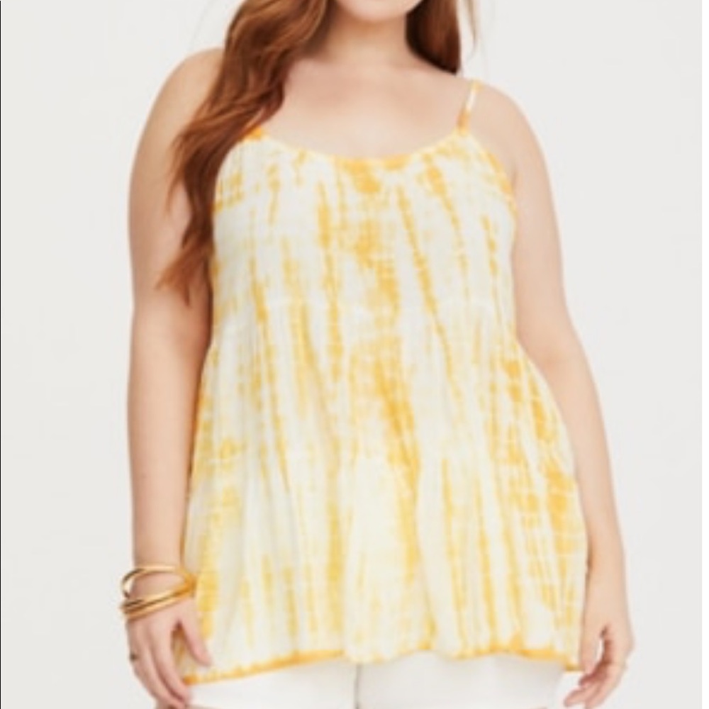 NWT Yellow Tie-Dye Tiered Challis Cami